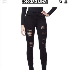 GOOD AMERICAN BLACK RIPPED JEANS